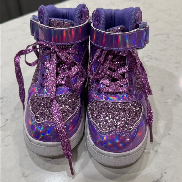 Amazon Essentials Other - Amazon Hip Hop Sneakers Little Girls Size 12 Purple Sparkle Dance High Top